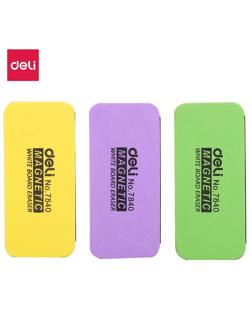 Губка-стиратель для досок Deli E7840 пластик 11х5х3см ассорти магнитный