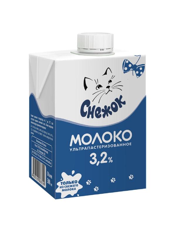 Молоко Снежок ультрапастеризованное 3,2%, 500мл