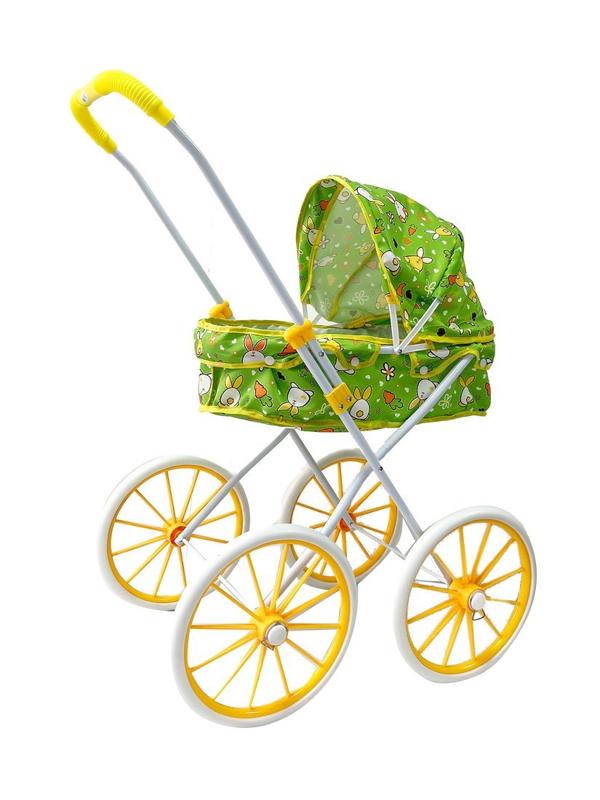 Коляска-люлька для кукол Милый кролик, большие колёса, металл., пакет