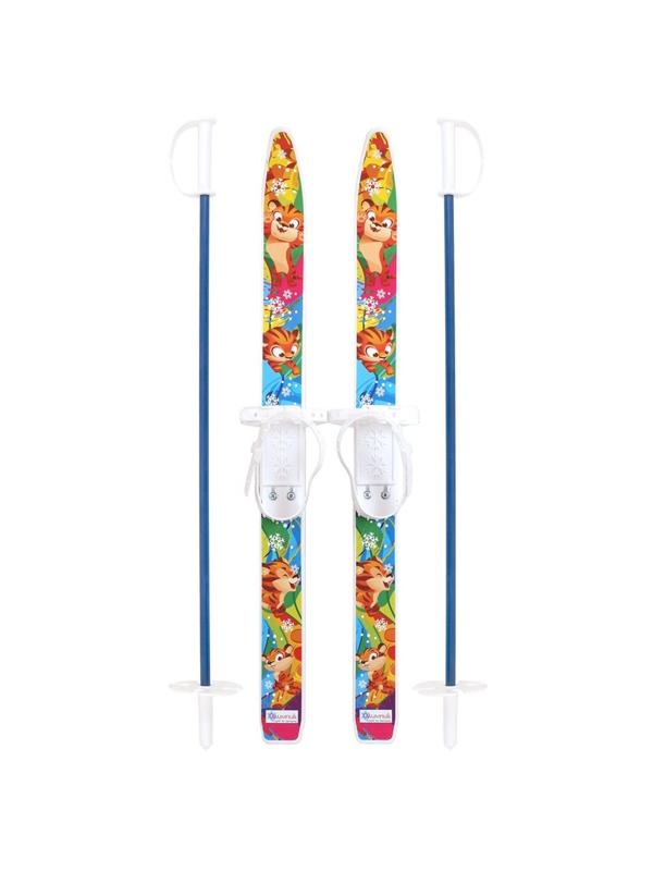 Лыжи детские Лыжики-Пыжики Тигренок с палками, 75 см, размер 24-31