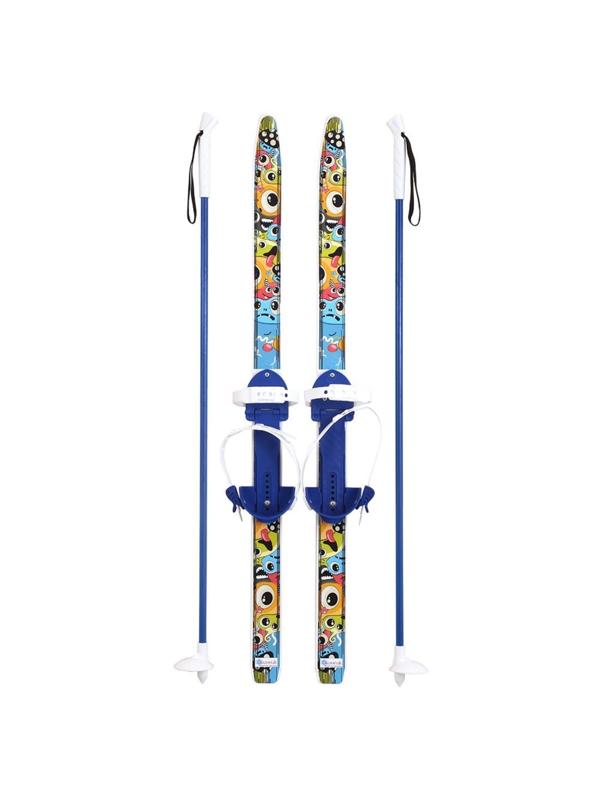 Лыжи детские Быстрики Мультяшки с палками, 90 см, размер 28-32