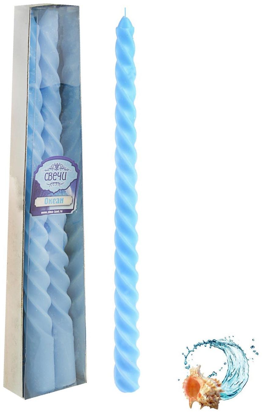 Свечи восковые витые (набор 2 шт), аромат океан