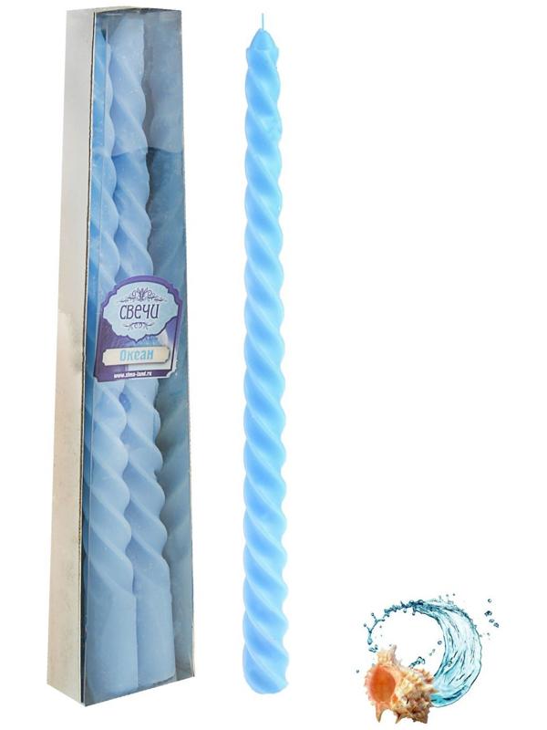 Свечи восковые витые (набор 2 шт), аромат океан