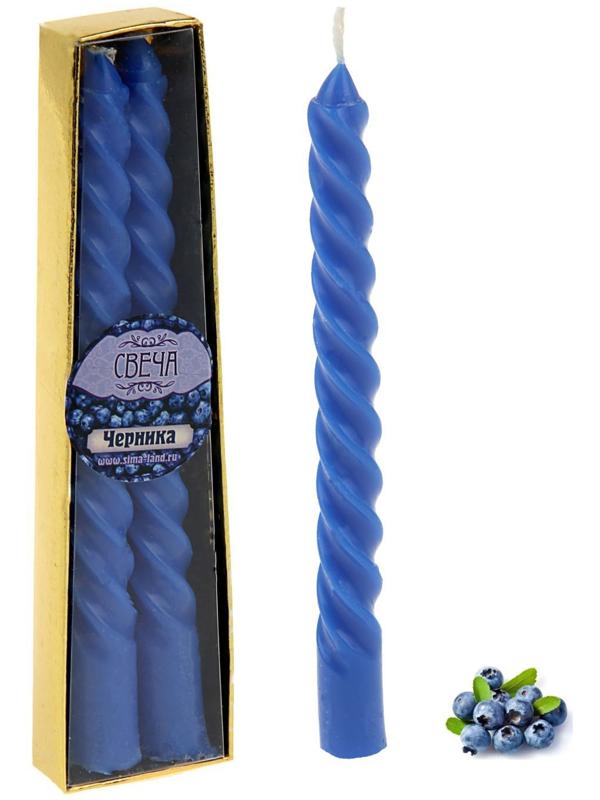 Набор свечей витых, 1,5х 15 см, 2 штуки, аромат черника