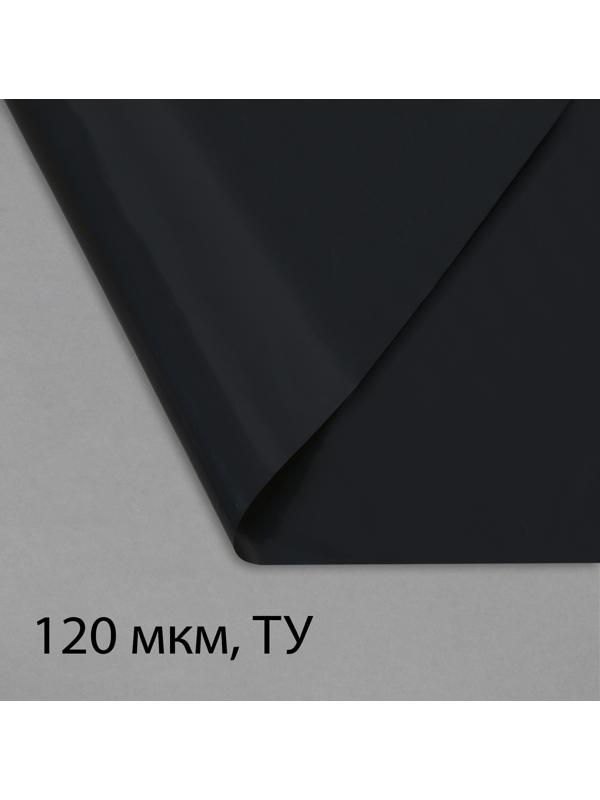Плёнка полиэтиленовая, техническая, толщина 120 мкм, 100 × 3 м, рукав (2 × 1,5 м), чёрная, 2 сорт, Эконом 50 %
