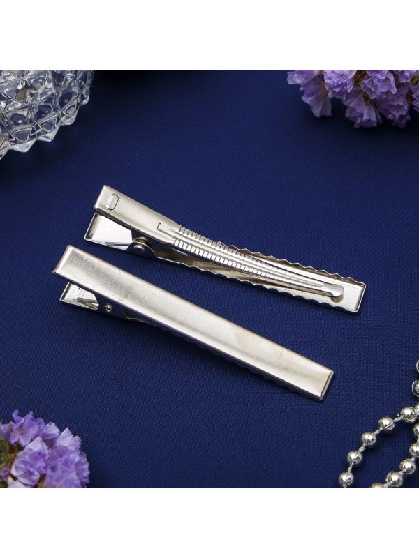 Основа для заколки, зажим 6,5 см, серебро