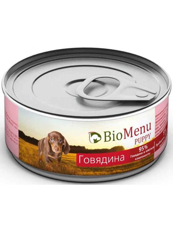 Консервы BioMenu PUPPY для щенков говядина 95%-мясо , 100гр