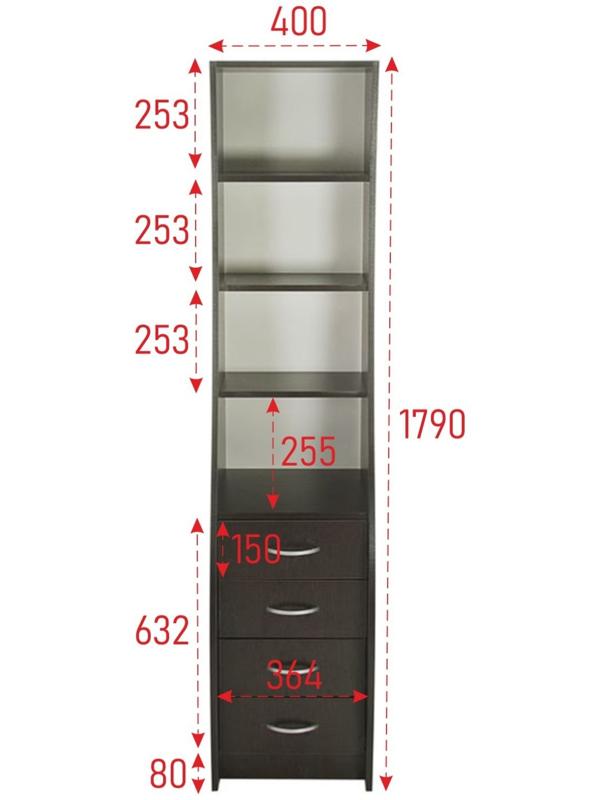 Стойка стола компьютерного, 400х455х1790, Венге темный