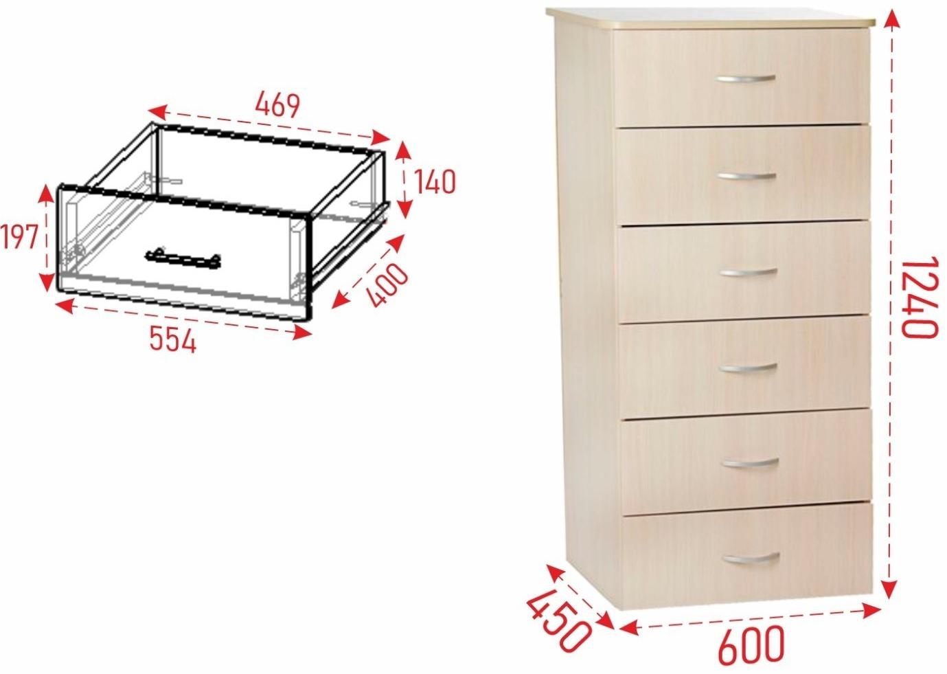 Комод №5, 600х450х1250, Венге светлый