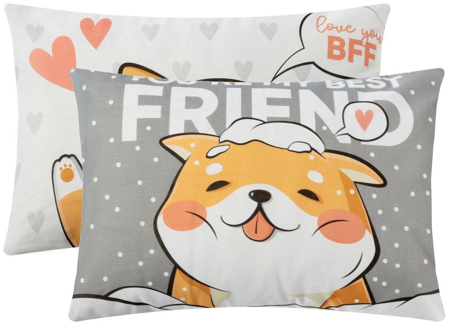 Комплект наволочек Этель Best friend 50х70 см - 2 шт, 100% хлопок, бязь