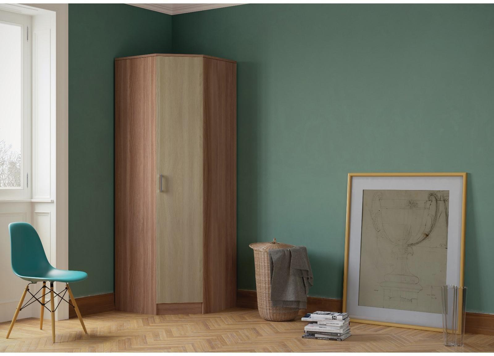 Шкаф угловой ЭКО, 760/760х2200х481, Ясень шимо темный/Ясень шимо светлый