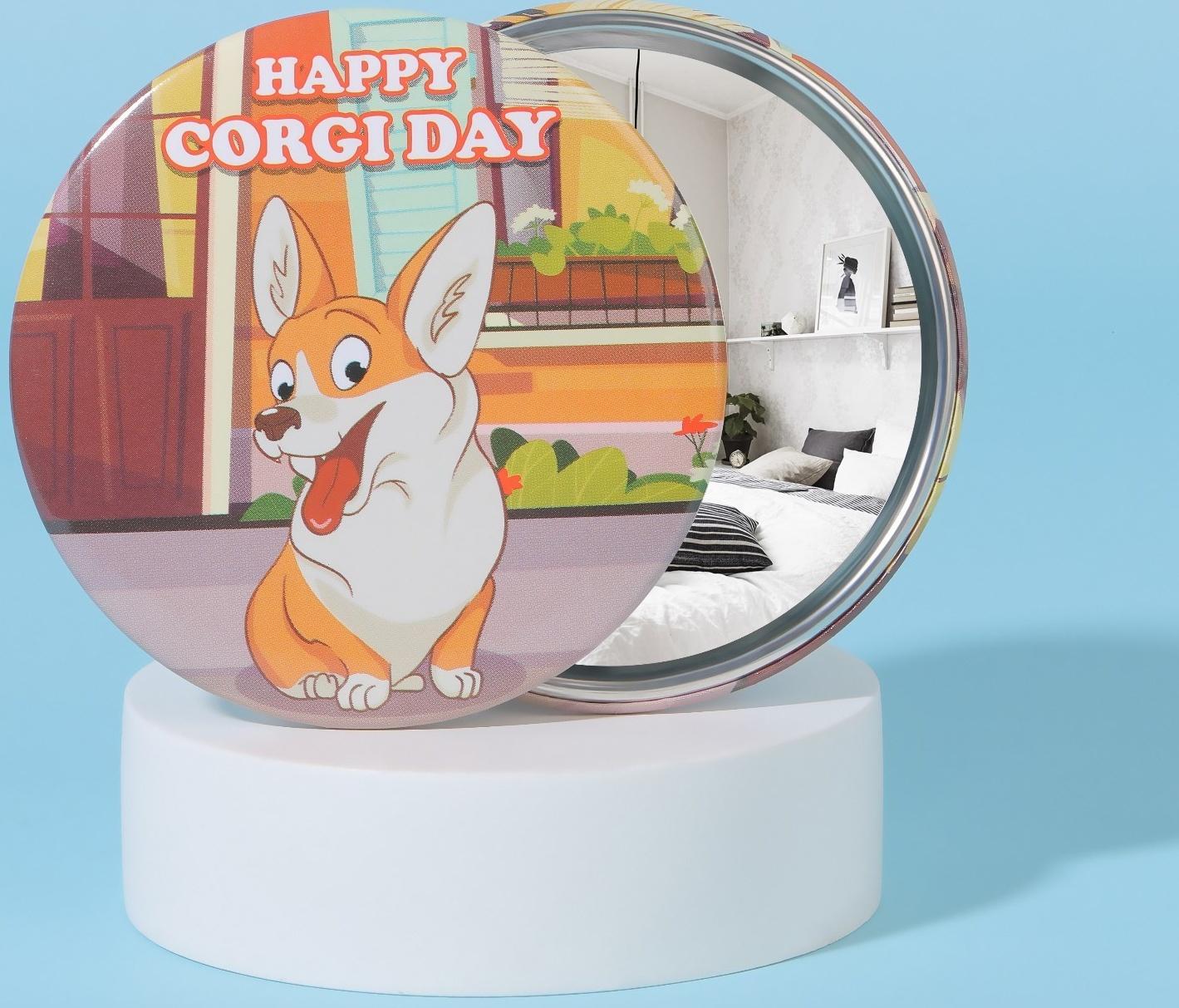 Зеркало «Корги», d = 7 см, разноцветное