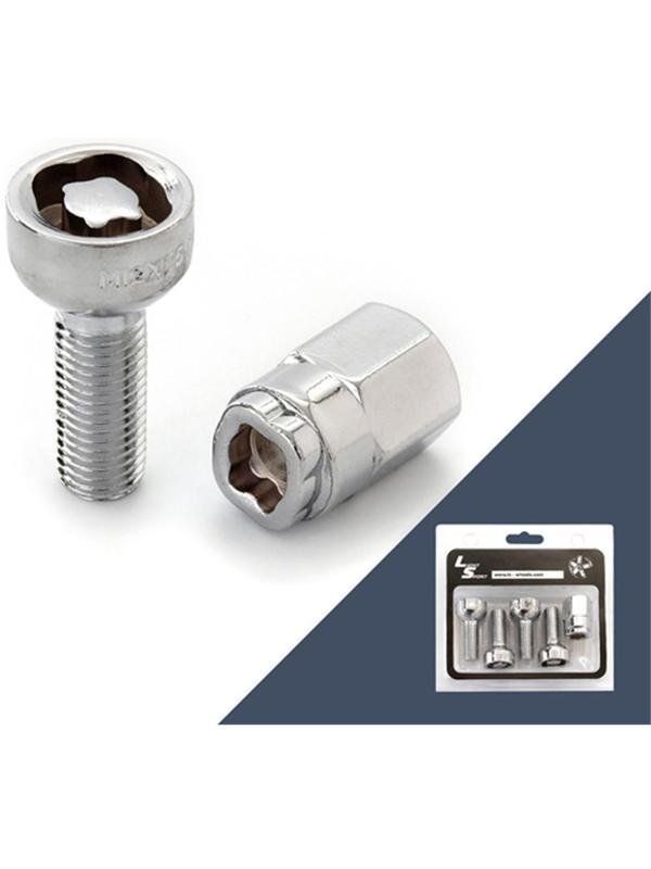Болт секретный M12x1,5, 44/29, сфера, хром, 4 шт +ключ