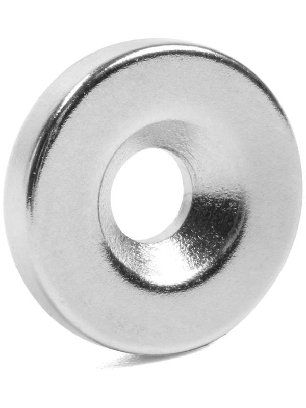 Магнит 15 мм с отверстием, цвет никель