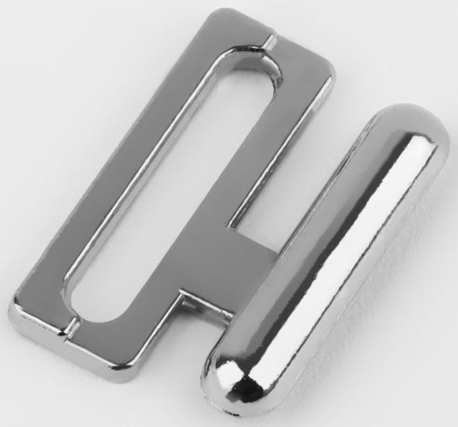 Застёжка для купальника, металлическая, 15 мм, 10 шт, цвет серебряный