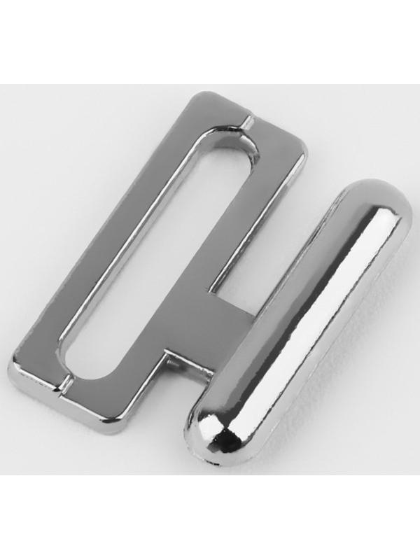 Застёжка для купальника, металлическая, 15 мм, 10 шт, цвет серебряный