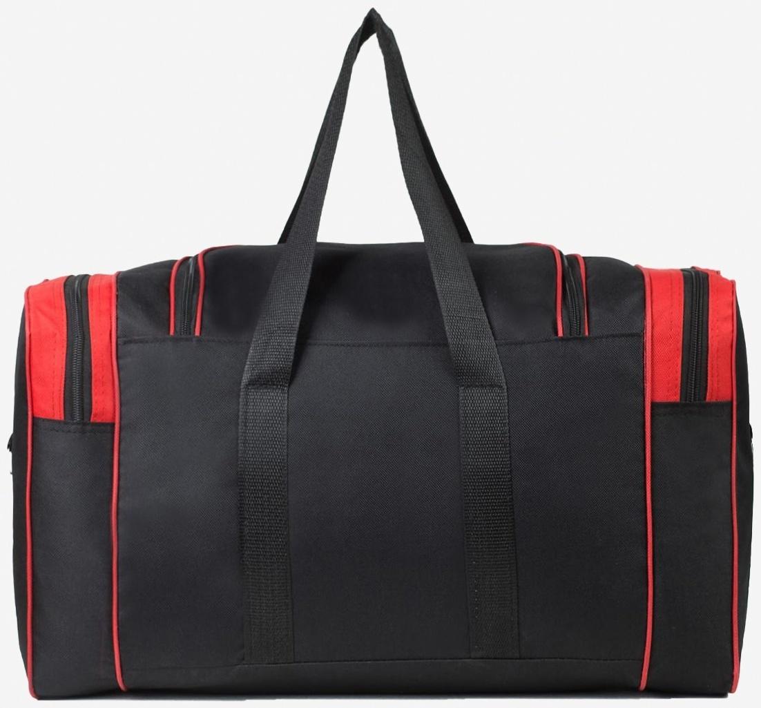 Сумка спортивная, 3 отдела на молниях, наружный карман, длинный ремень, цвет чёрный/красный