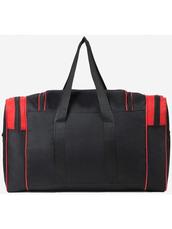 Сумка спортивная, 3 отдела на молниях, наружный карман, длинный ремень, цвет чёрный/красный