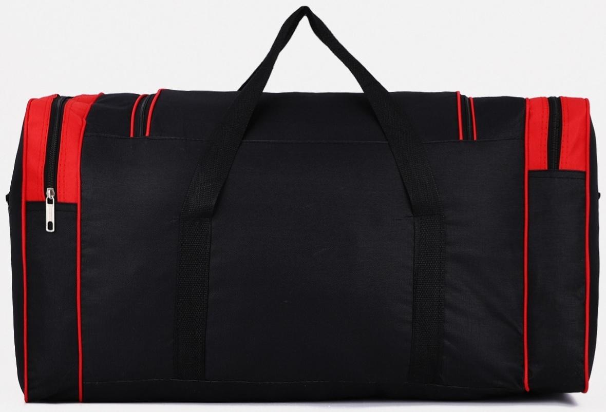 Сумка спортивная, 3 отдела на молниях, наружный карман, длинный ремень, цвет чёрный/красный