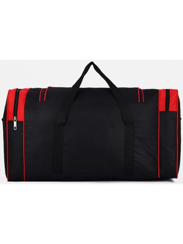 Сумка спортивная, 3 отдела на молниях, наружный карман, длинный ремень, цвет чёрный/красный