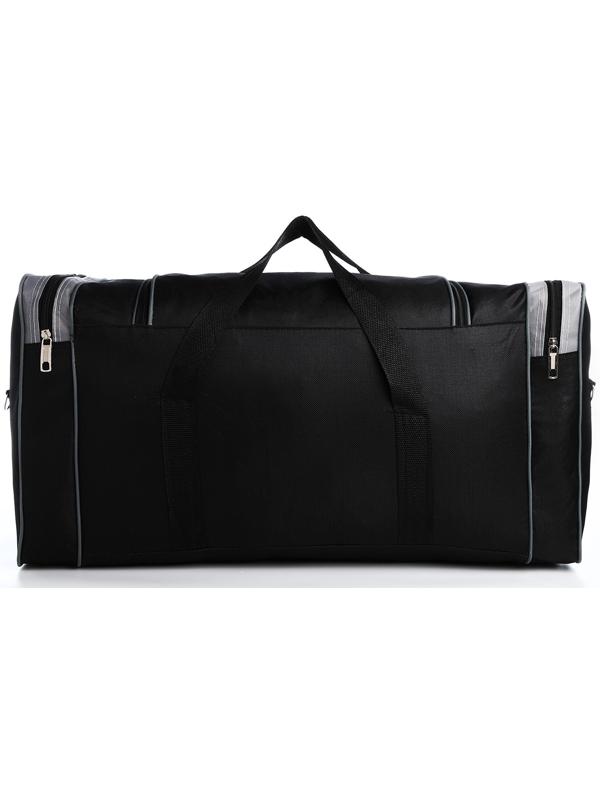 Сумка спортивная, 3 отдела на молниях, наружный карман, длинный ремень, цвет чёрный/серый