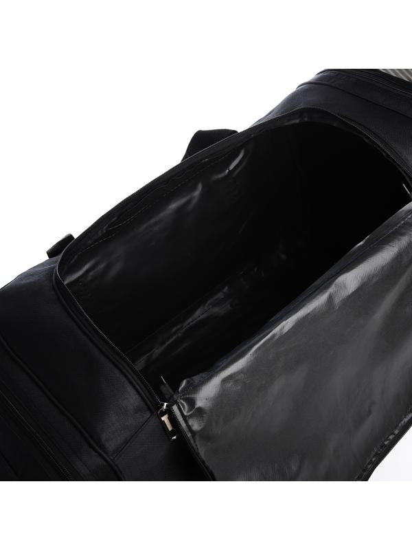 Сумка спортивная, 3 отдела на молниях, наружный карман, длинный ремень, цвет чёрный