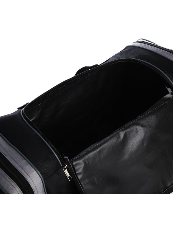 Сумка спортивная, 3 отдела на молниях, наружный карман, длинный ремень, цвет чёрный/серый