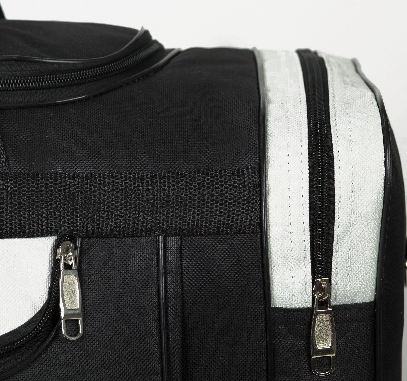 Сумка спортивная, 3 отдела на молниях, наружный карман, длинный ремень, цвет чёрный/серый