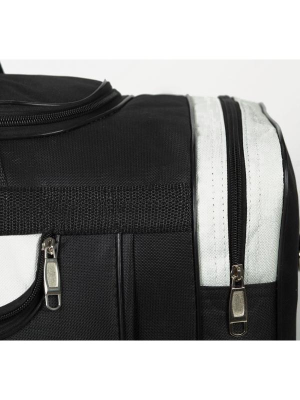 Сумка спортивная, 3 отдела на молниях, наружный карман, длинный ремень, цвет чёрный/серый