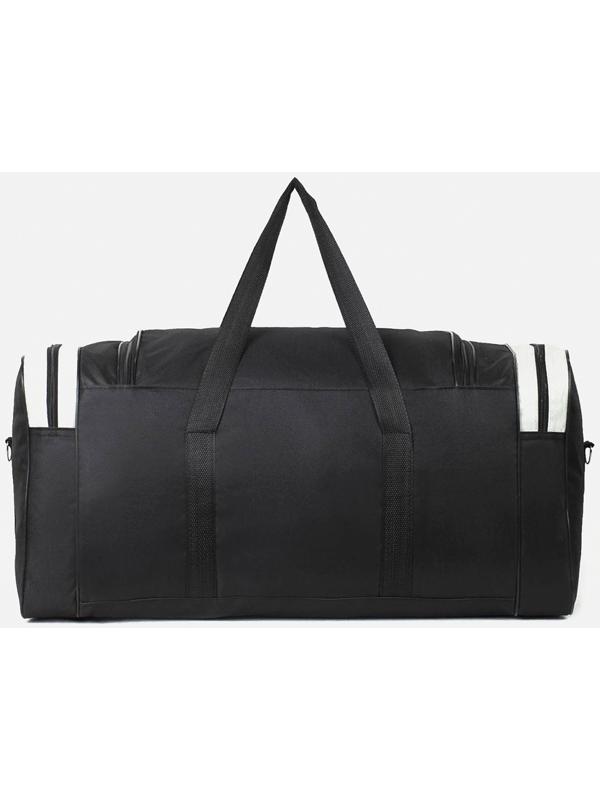 Сумка спортивная, 3 отдела на молниях, наружный карман, длинный ремень, цвет чёрный/серый