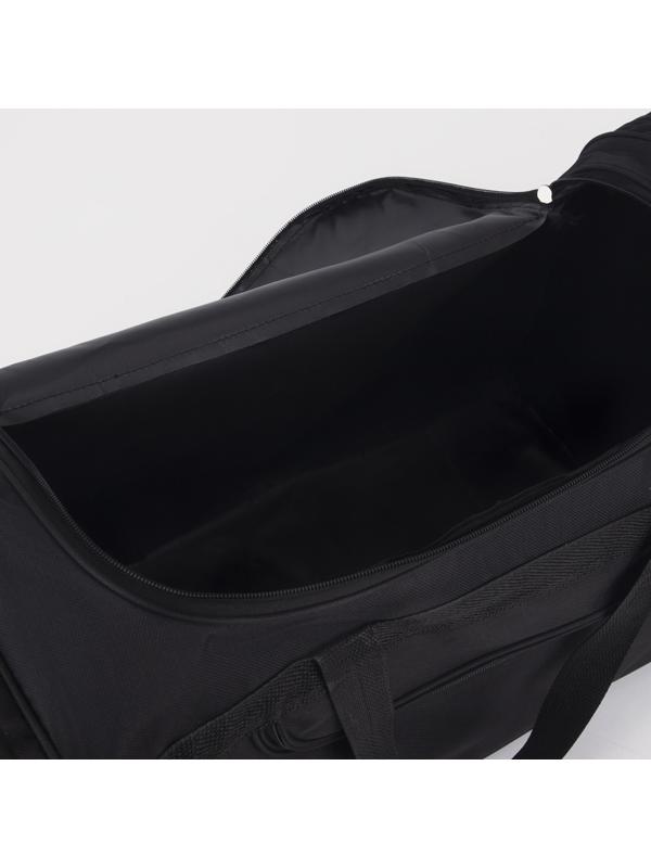 Сумка спортивная, 3 отдела на молниях, наружный карман, длинный ремень, цвет чёрный