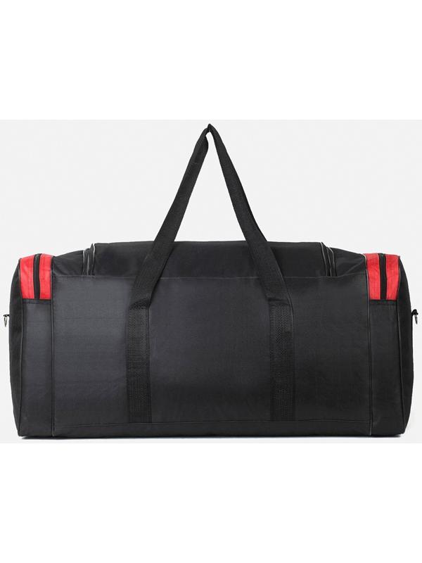 Сумка спортивная, 3 отдела на молниях, наружный карман, длинный ремень, цвет чёрный/красный