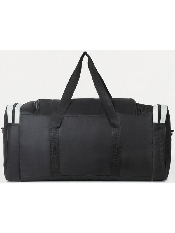 Сумка спортивная, 3 отдела на молниях, наружный карман, длинный ремень, цвет чёрный/серый