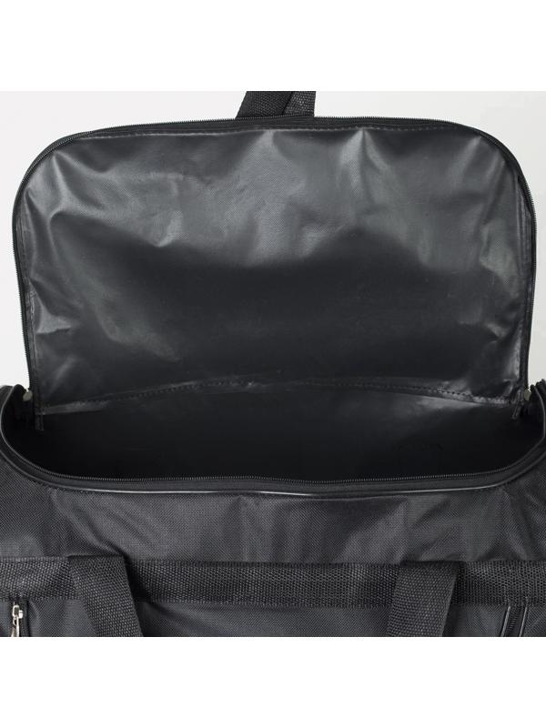 Сумка спортивная, 3 отдела на молниях, наружный карман, длинный ремень, цвет чёрный