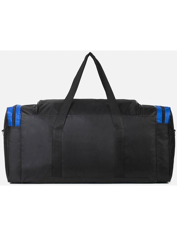 Сумка спортивная, 3 отдела на молниях, наружный карман, длинный ремень, цвет чёрный/синий