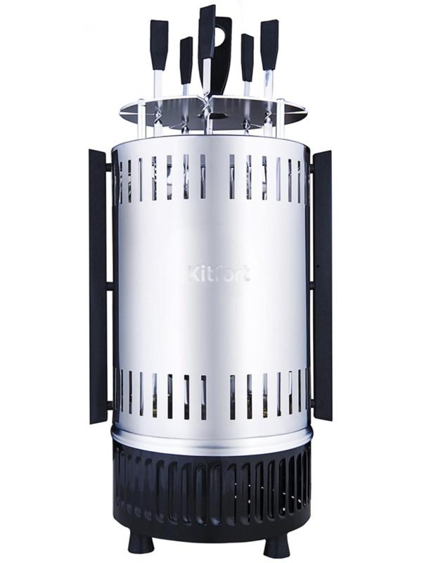 Электрошашлычница Kitfort KT-1405, 900 Вт, 5 шампуров, серебристая