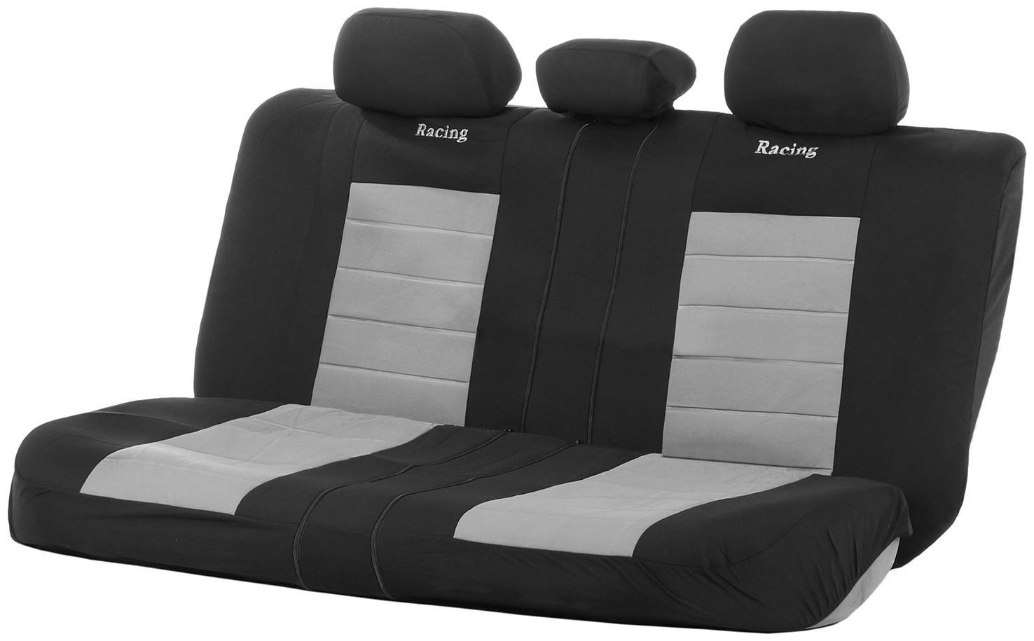 Авточехлы универсальные 9 предметов, черные - серые вставки, М5, Lines series