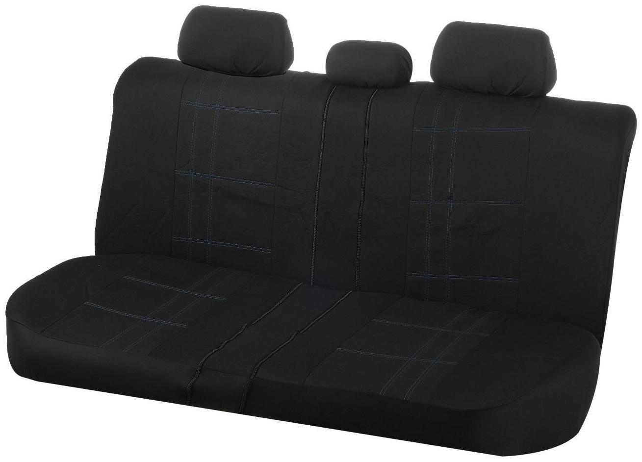 Авточехлы универсальные 9 предметов, черные - синяя нить, М5, Classic series