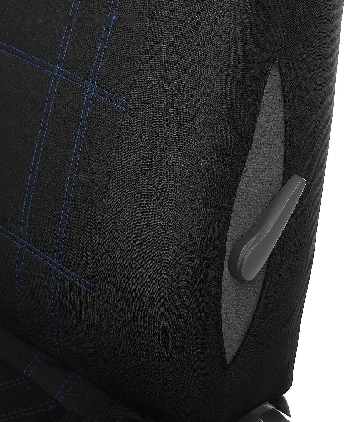 Авточехлы универсальные 9 предметов, черные - синяя нить, М5, Classic series