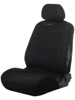 Авточехлы универсальные 9 предметов, черные - синяя нить, М5, Classic series