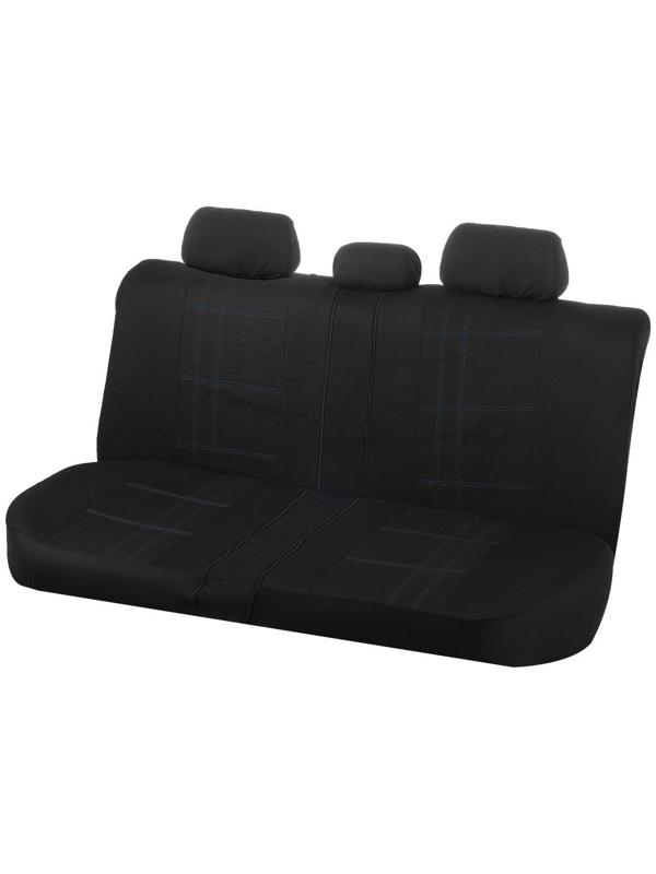 Авточехлы универсальные 9 предметов, черные - синяя нить, М5, Classic series