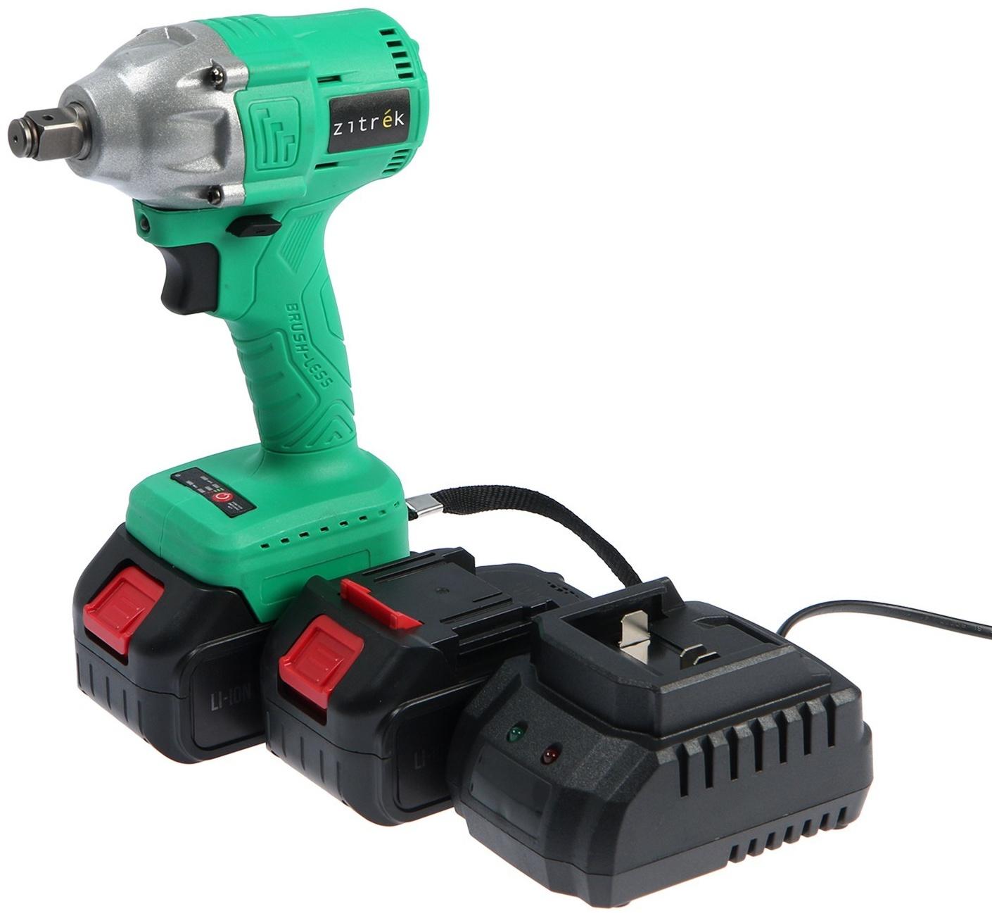 Гайковерт аккумуляторный Zitrek Crusher 20-Li, ударный, 20 В,  2х4 Ач, Li-ion, 200 Нм, 1/2