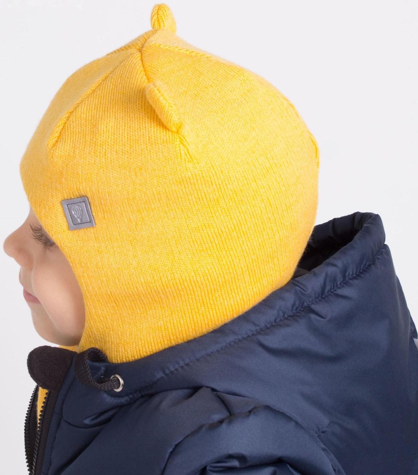 Шапка-шлем, цвет горчица, размер 50-54