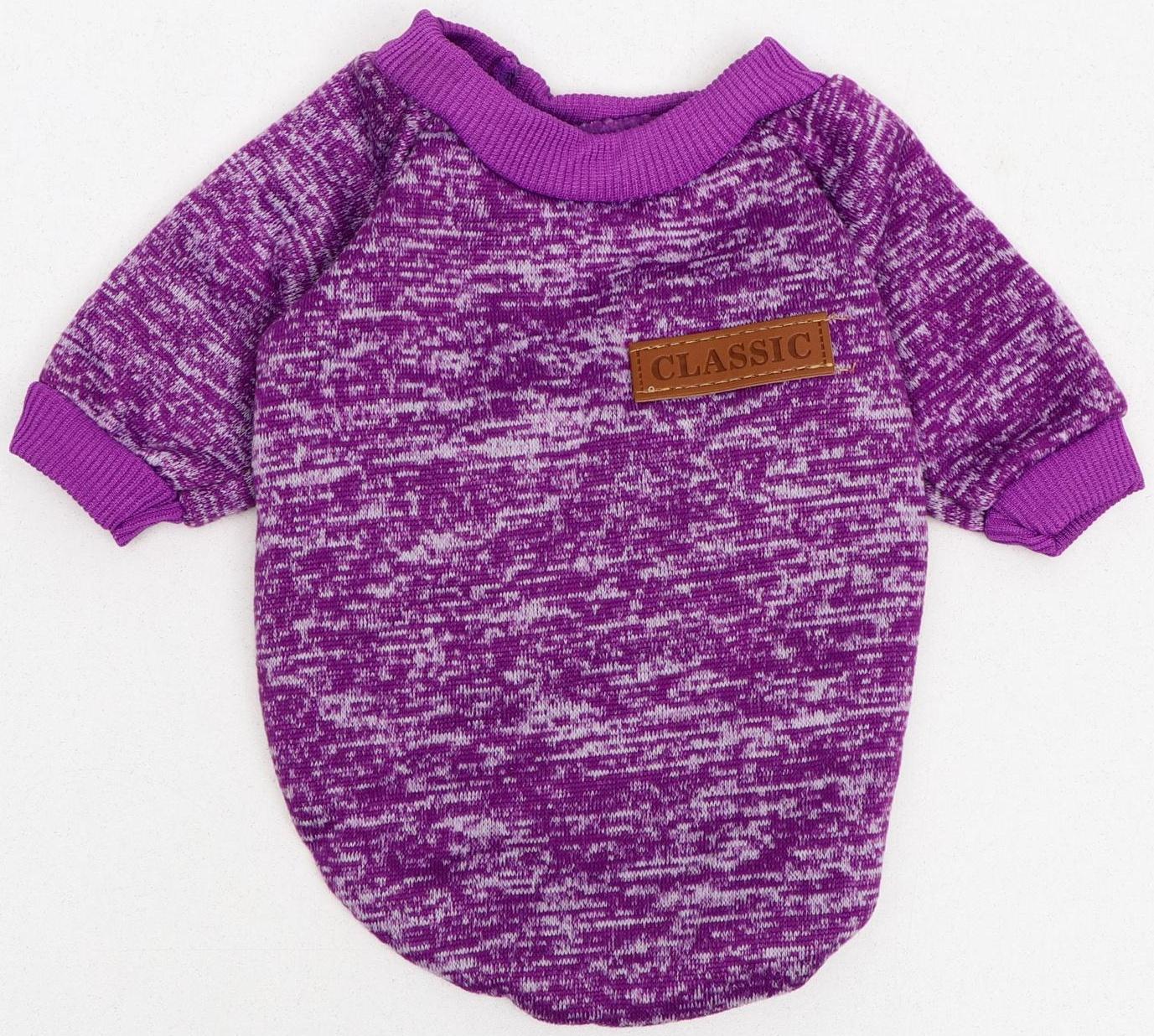 Свитер меланжевый, размер XS  (ДС 14, ОШ 23, ОГ 22 см), фиолетовый