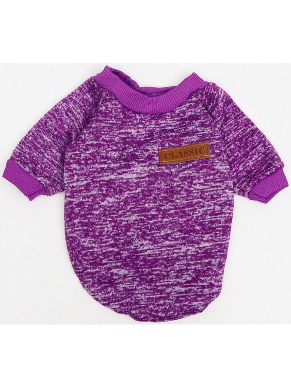 Свитер меланжевый, размер XS  (ДС 14, ОШ 23, ОГ 22 см), фиолетовый