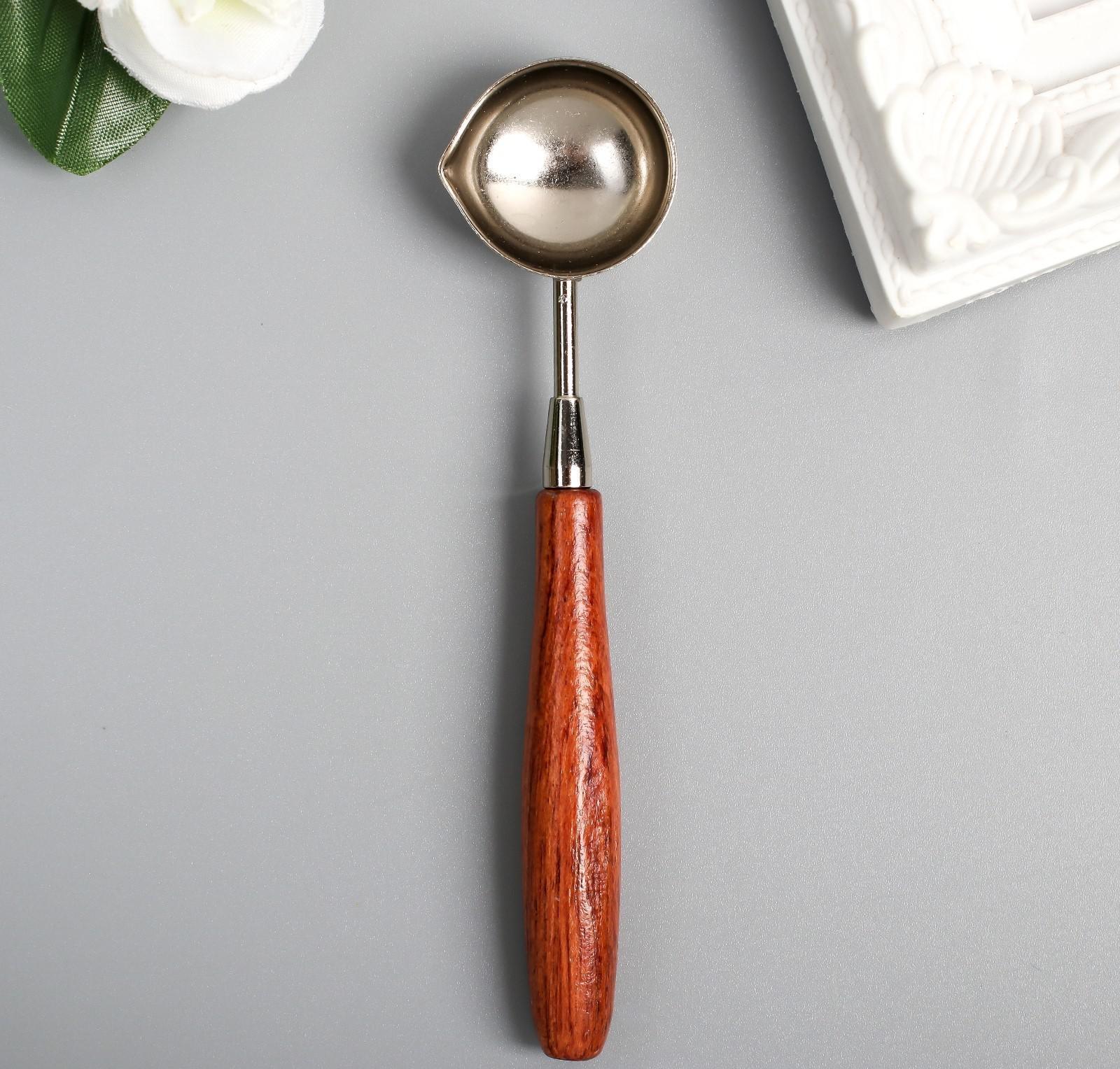 Ложка для плавления сургуча металл, дерево 11 гр 12х2,8 см