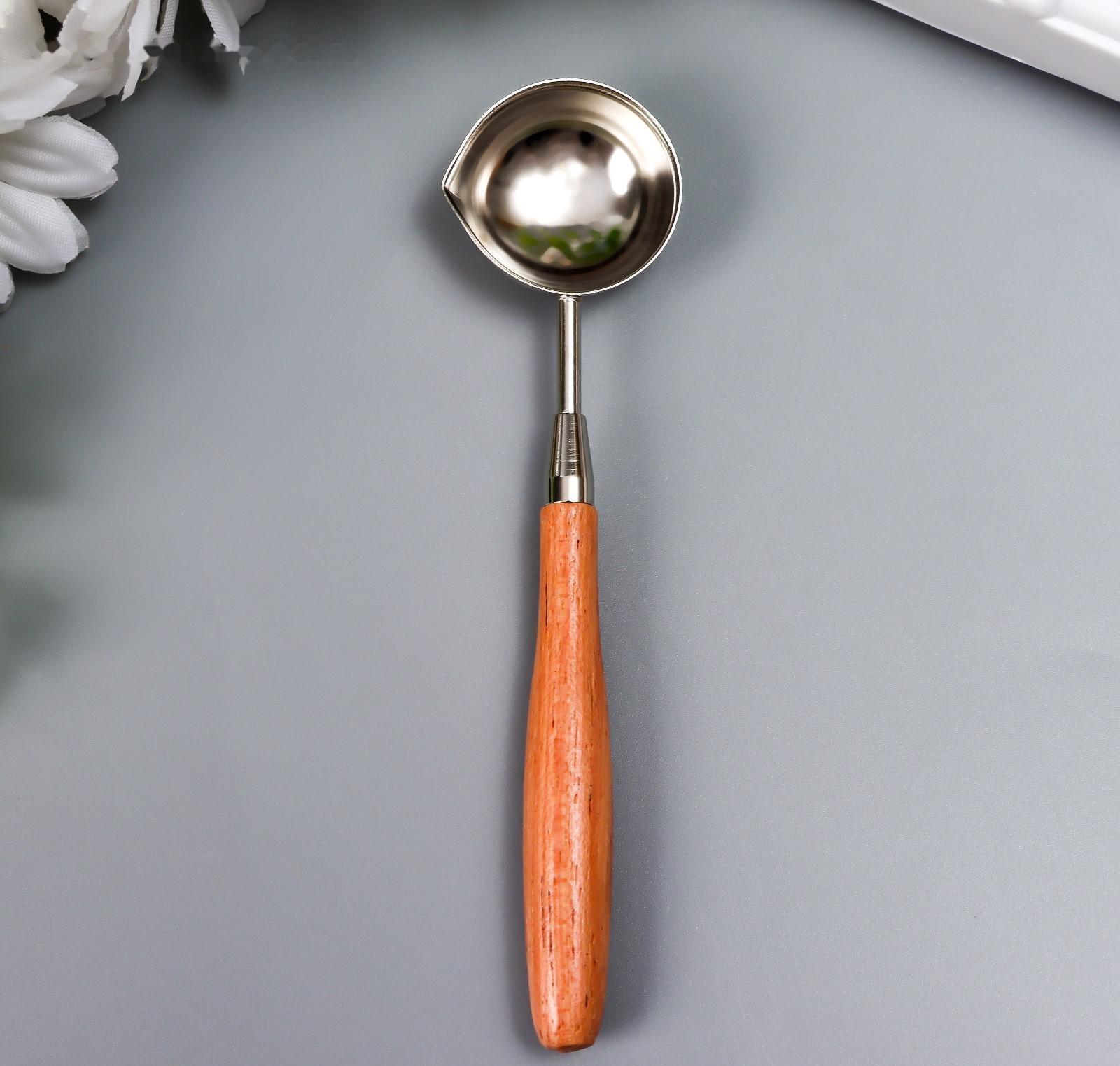 Ложка для плавления сургуча металл, дерево 11 гр 12х2,8 см