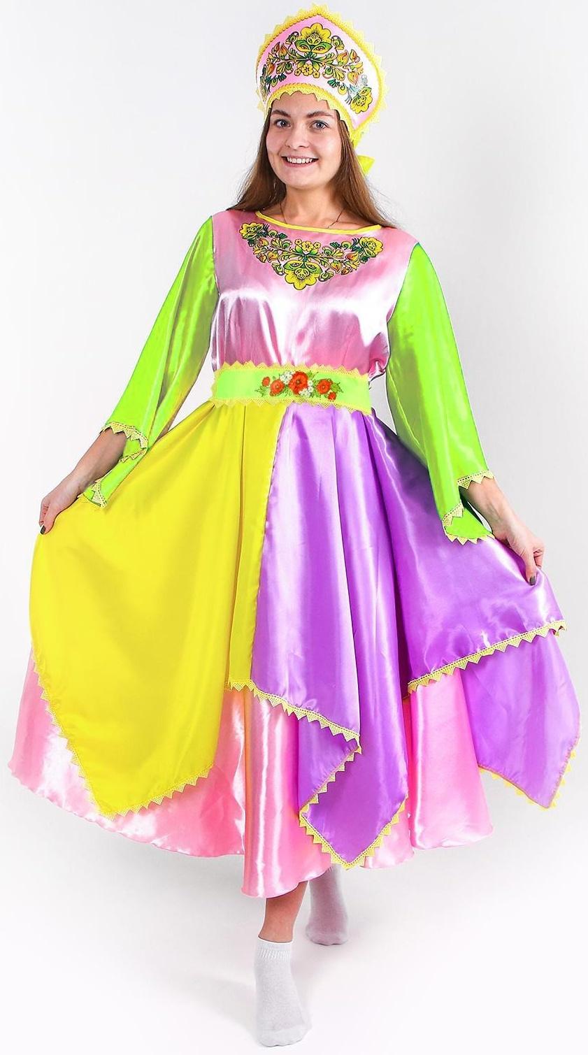 Карнавальный костюм «Весна», платье, кокошник, р. 46-48