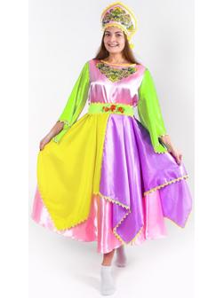 Карнавальный костюм «Весна», платье, кокошник, р. 46-48