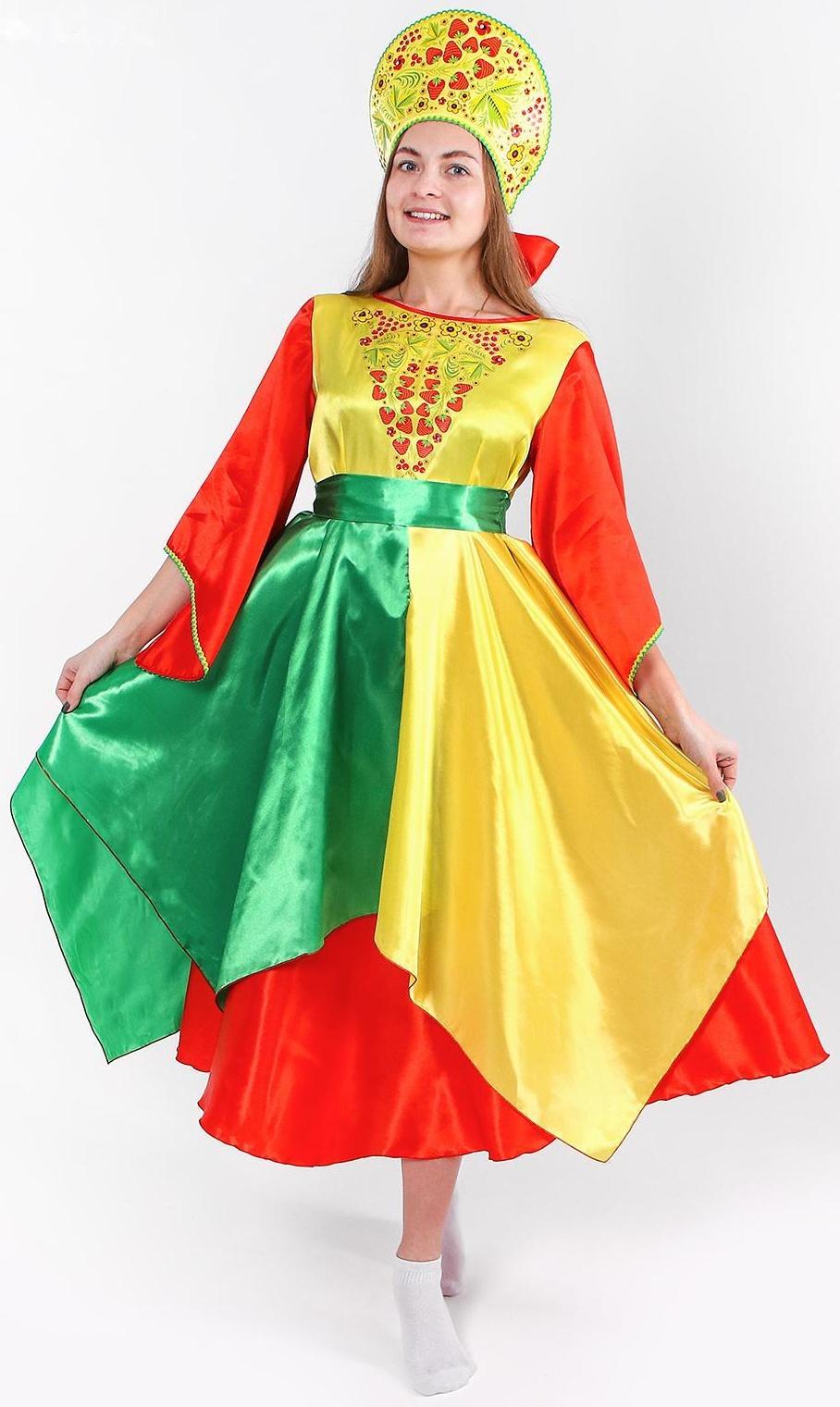 Карнавальный костюм «Лето», платье, кокошник, р. 50-52